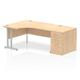 Impulse 1600 Left Crescent Desk Maple Cantilever Leg + Desk High Ped