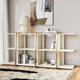 1830mm Long Low Bookshelf 2-Shelf Open Horizontal Bookcase White & Gold