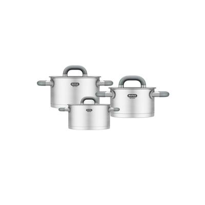 Topf-Set MULEX "LUGANO", silber (edelstahlfarben), Töpfe, Messskala, Schüttrand, Kapselboden, Induktion Image
