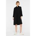 Sommerkleid SENSES.THE LABEL, Damen, Gr. XXXL, US-Größen, schwarz, Material: 100% Baumwolle, unifarben, casual, regular fit Midi, hoch geschlossener Ausschnitt, 3/4-Ärmel eingesetzt 1-Knopf-Manschette, Kleider, aus Baumwolle