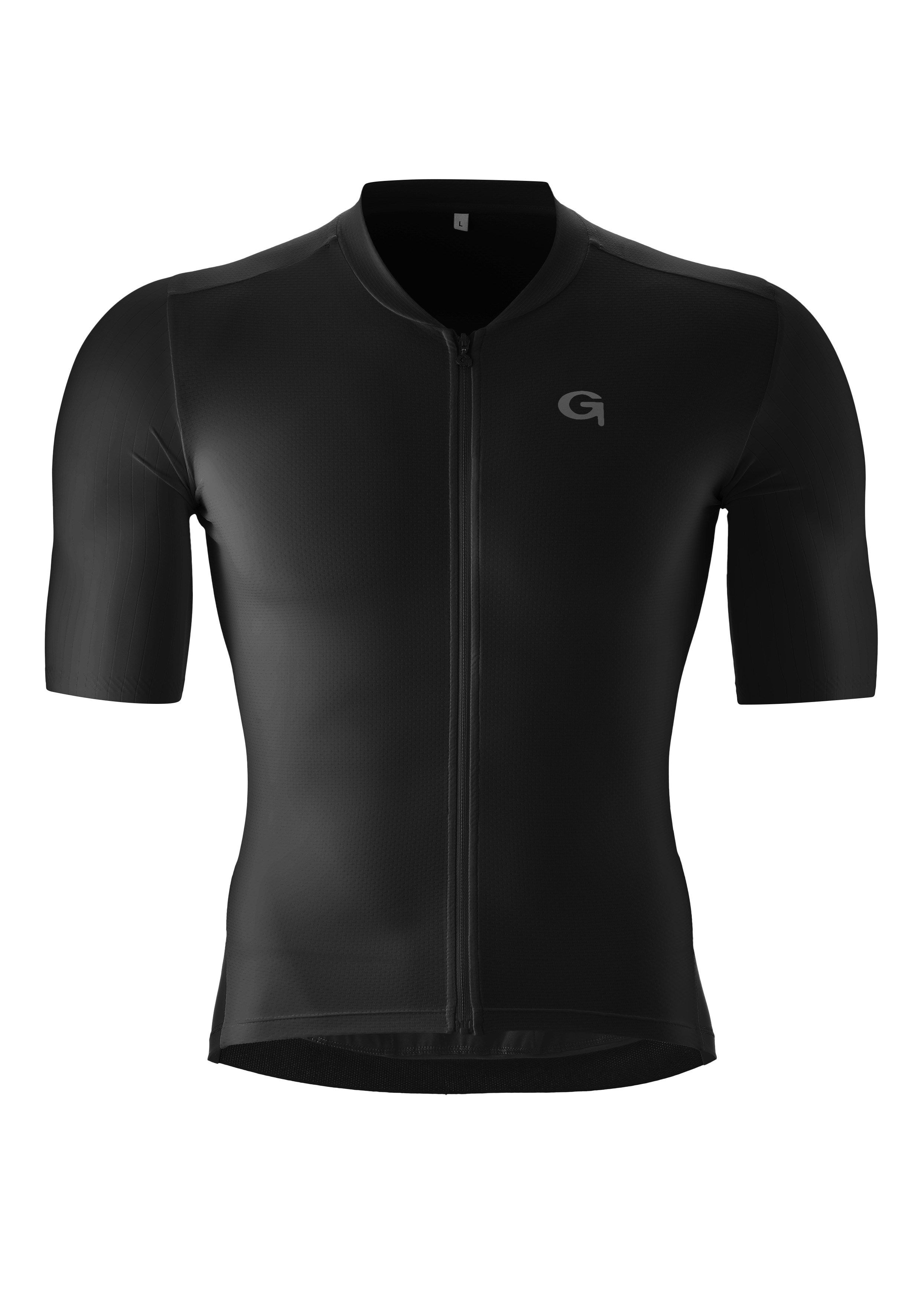 Radtrikot GONSO "SITIVO TRIKOT M", Herren, Gr. M, schwarz, 45% Polyamid, 35% Polyester, 20% Elasthan, Rundhals, Trikots, Herren Radshirt kurzarm, atmungsaktives Fahrradtrikot mit Rückentasche Image