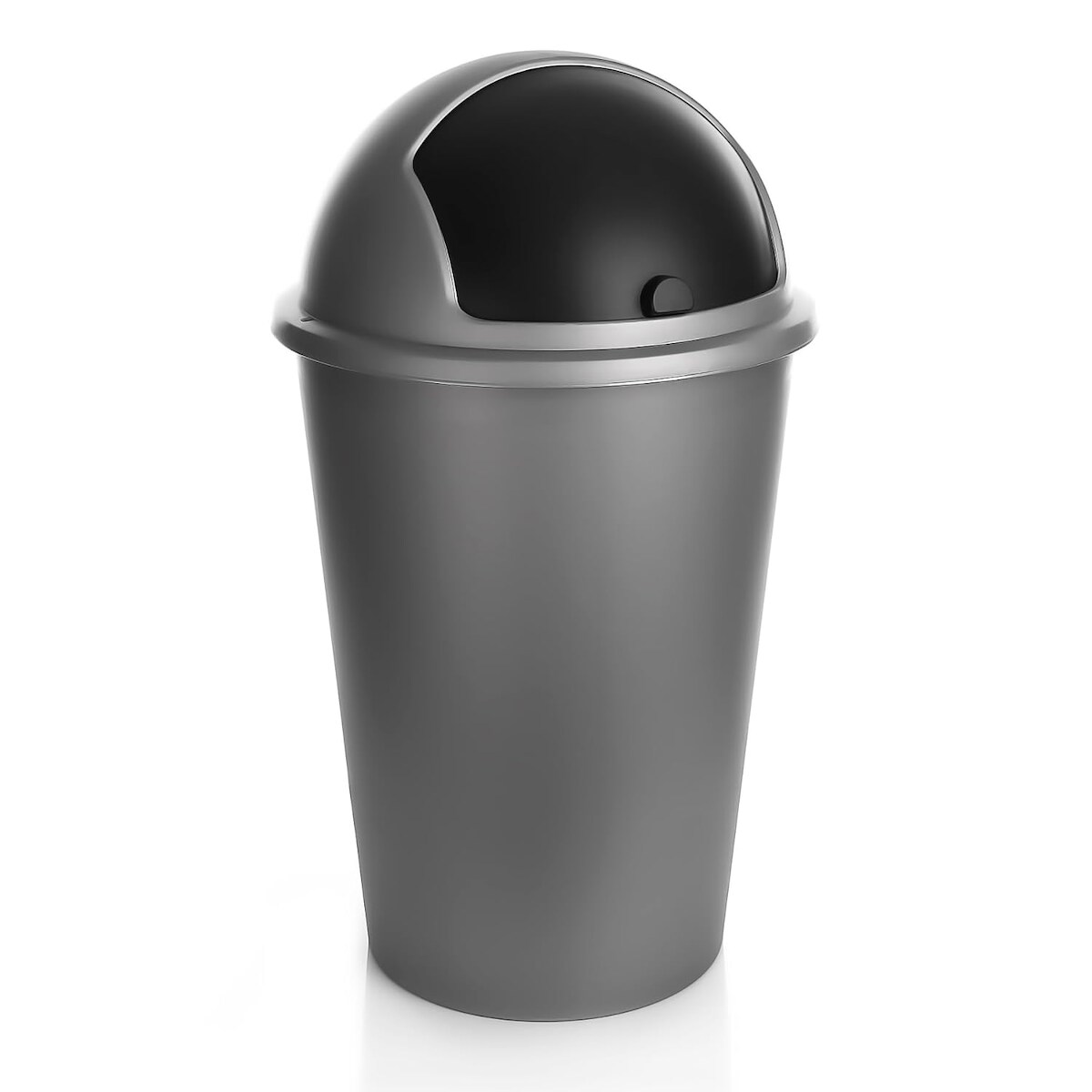 Abfalleimer grau 50 L mit schwarzem Schiebedeckel D 25cm x H 68cm Image