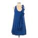 Ali Ro Casual Dress - A-Line Scoop Neck Sleeveless: Blue Print Dresses - Women's Size 8
