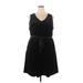 Draper James Casual Dress - A-Line V Neck Sleeveless: Black Solid Dresses - Women's Size 1X