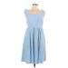 Shein Casual Dress - Mini Square Sleeveless: Blue Solid Dresses - Women's Size Large