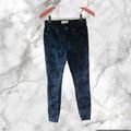 Free People Jeans | Free People Brocade Flocked Skinny Indigo Blue Floral Jeans Size 24 | Color: Blue | Size: 24