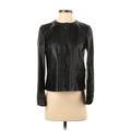 Lafayette 148 New York Leather Jacket: Short Black Print Jackets & Outerwear - Women's Size X-Small