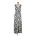 INC International Concepts Casual Dress - A-Line V Neck Sleeveless: Silver Dresses - Women's Size Large