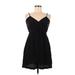 Ecote Casual Dress - Mini V Neck Sleeveless: Black Print Dresses - Women's Size Medium