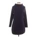 Alfani Casual Dress - Sweater Dress High Neck Long sleeves: Purple Print Dresses - Women's Size Large Petite