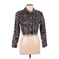 ALICE + OLIVIA JEANS Jacket: Cropped Black Leopard Print Jackets & Outerwear - Women's Size Medium