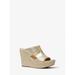 Michael Kors Shoes | Michael Michael Kors Bradley Metallic Canvas Wedge Sandal 10 Pale Gold New | Color: Gold | Size: 10