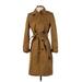 J.Crew Trenchcoat: Knee Length Brown Print Jackets & Outerwear - Women's Size 00