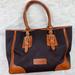 Dooney & Bourke Bags | Dooney & Bourke Taylor Medium Shopper Tote Black Canvas Tan Brown Leather Trim | Color: Black/Tan | Size: Os