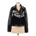 Anthropologie Faux Leather Jacket: Short Black Print Jackets & Outerwear - Women's Size Medium