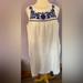 J. Crew Dresses | J. Crew White Blue Embroidered Dress Pockets Linen Cotton Dress Medium | Color: Blue/White | Size: M