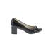 Bandolino Heels: Pumps Chunky Heel Work Black Print Shoes - Women's Size 7 1/2 - Round Toe