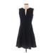 Tory Burch Casual Dress - A-Line V Neck Sleeveless: Black Dresses - Women's Size Medium