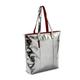 HYDESTYLE Metallic Ladies Zip Top Tote Bag, Clutch Bag with Zipper Locked & Shoulder Strap, Shoulder Bag for Women with Pockets & Compartments Large Capacity Travel Cross Body Bag-Silver