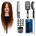 Training Head Set for Hairdressers: Gabbiano Natural Hair, Toni&Guy Antistatic Comb, O-13 Hair Brush, Hairdressing Clips and Scrunchies - Professional Exercise Material