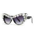 HPIRME Diamond Ladies Cat Eye Sunglasses Women For Men Vintage Big Frame Crystal Rhinestone Sun Glass,C2,one size