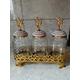 Gold Metal Pearl Clear Glass Tea Coffee Sugar Jars stand Canister Pots Kitchen storage Home Decor Decoration New Bling Sparkle Gift Set of 3