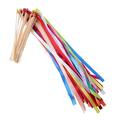 Ciieeo 100 Pcs Ribbon Fairy Wand Kids Wand Christmas Decor Pom Poms Cheerleading Ribbon Sticks Wedding Streamer Wands Wedding Decorations for Ceremony Bells Dance Child Wooden Scarf Jesus