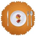 Kreatur Round Placemat for Dining Table Set of 6,Orange,PU Waterproof Heat Insulation Stain Resistant Non-Slip Washable Wipe Kitchen Table Mat