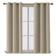 100% Polyester Thermal Blackout Eyelet Insulated Curtains Soft & Thick 2-Pannel Ring Top Windows Treatment Curtains with Tie Back Living Room, Bed Room, Office, (Beige, 66" Wide x 54" Drop)