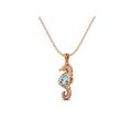 MOONEYE Seahorse Fish Pendant! 10X7 mm Pear Shaped Aquamarine 925 Sterling Silver 18" Rolo Chain Necklace, Rose Gold Vermeil