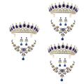 WRITWAA 3 Sets Elegant Jewelry Bridal Earrings Prom Earrings Birthday Queen Crown Rhinestone Wedding Necklace Earrings for Prom Ladies Necklaces Blue Earings Red Tiara Crystal Bride Gothic