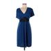My Michelle Cocktail Dress V-Neck Short sleeves: Blue Print Dresses - Women's Size Large