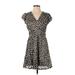 MICHAEL Michael Kors Casual Dress - A-Line V-Neck Short sleeves: Brown Leopard Print Dresses - Women's Size Small