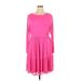 Torrid Casual Dress - A-Line Crew Neck Long sleeves: Pink Solid Dresses - Women's Size 1X Plus