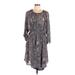 Floreat Casual Dress - Wrap: Gray Paisley Dresses - Women's Size Large