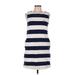 Vineyard Vines Casual Dress - Mini Crew Neck Sleeveless: White Stripes Dresses - Women's Size Medium