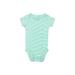 Carter's Short Sleeve Onesie: Green Stripes Bottoms - Size Newborn