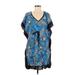 Bolly Doll Casual Dress - Mini V-Neck Short sleeves: Blue Dresses - Women's Size Small