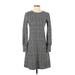 Ann Taylor Casual Dress - Sweater Dress: Gray Grid Dresses - Women's Size X-Small