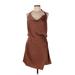 Le Lis Casual Dress - Slip dress: Brown Solid Dresses - Women's Size Large