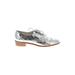 Studio Flats: Oxford Chunky Heel Casual Silver Shoes - Women's Size 8 - Almond Toe