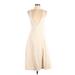 Zara Casual Dress - Midi V Neck Sleeveless: Ivory Solid Dresses - Women's Size X-Small