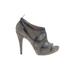 Via Spiga Ankle Boots: Slip-on Stiletto Cocktail Gray Solid Shoes - Women's Size 9 1/2 - Peep Toe