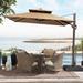 9 x 12 ft Outdoor Shade Parasol Patio Offset Cantilever Umbrella with Weights Base Stand
