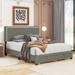 Queen Size Upholstered Bed With Adjustable Height, With Footboard Drawers