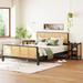 3 Pieces Rattan Full Platform Bed with 2 Rattan Nightstands, Rustic Storage Bed Frame with Headboard & Footboard
