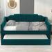 Twin Size Upholstered Daybed with Trundle, Featuring Curved Back Design
