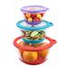 Glass Mixing Bowl Set of 3 with BPA Free Airtight Lid, Nesting Bowls with Non-slip Silicone Bottom,2.2, 1.1, 0.5 QT