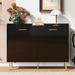 2-Door Storage Cabinet with 2 Drawers, Modern Classic Design Buffet Sideboard Cabinet Table with Steel Tube Legs