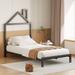 Metal Platform Bed Frame, Metal Low Platform Bed with House-Shaped Headboard, Metal Slats